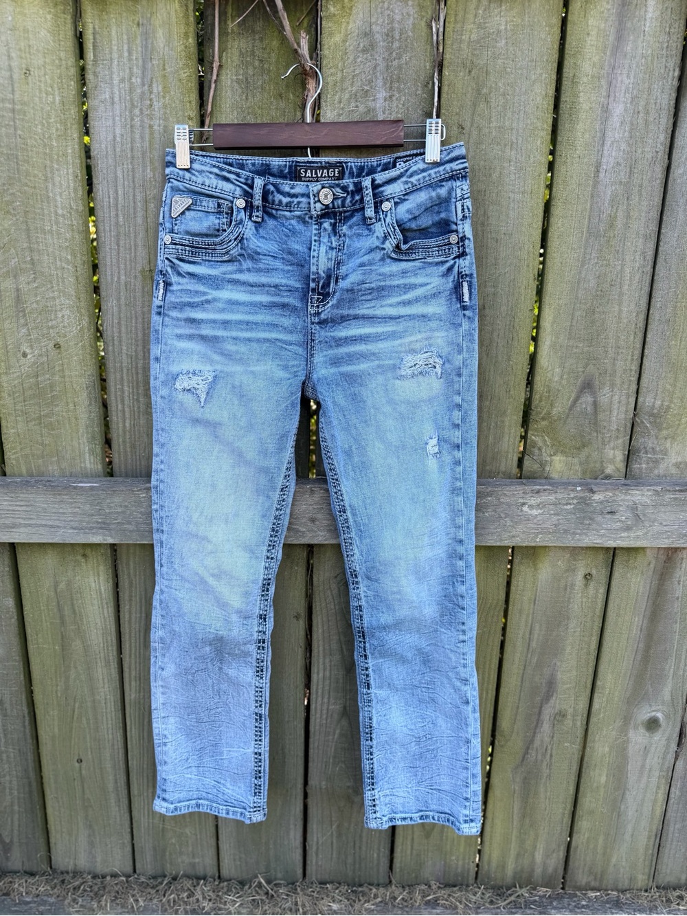Salvage boys Light Blue Distressed Skinny Jeans - Picture 5 of 5